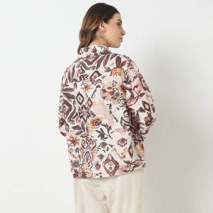 Regular Fit Printed Shirt Collar Shirt