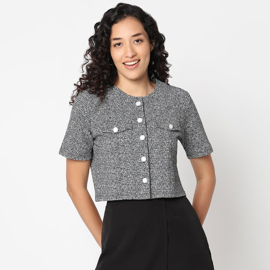 Short Sleeve Woven Structured Shirt