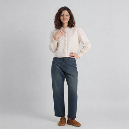 Cotton Schiffi Band Neck Shirt