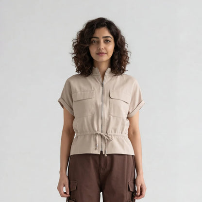 Woven Solid Collar Shirt