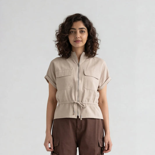 Woven Solid Collar Shirt