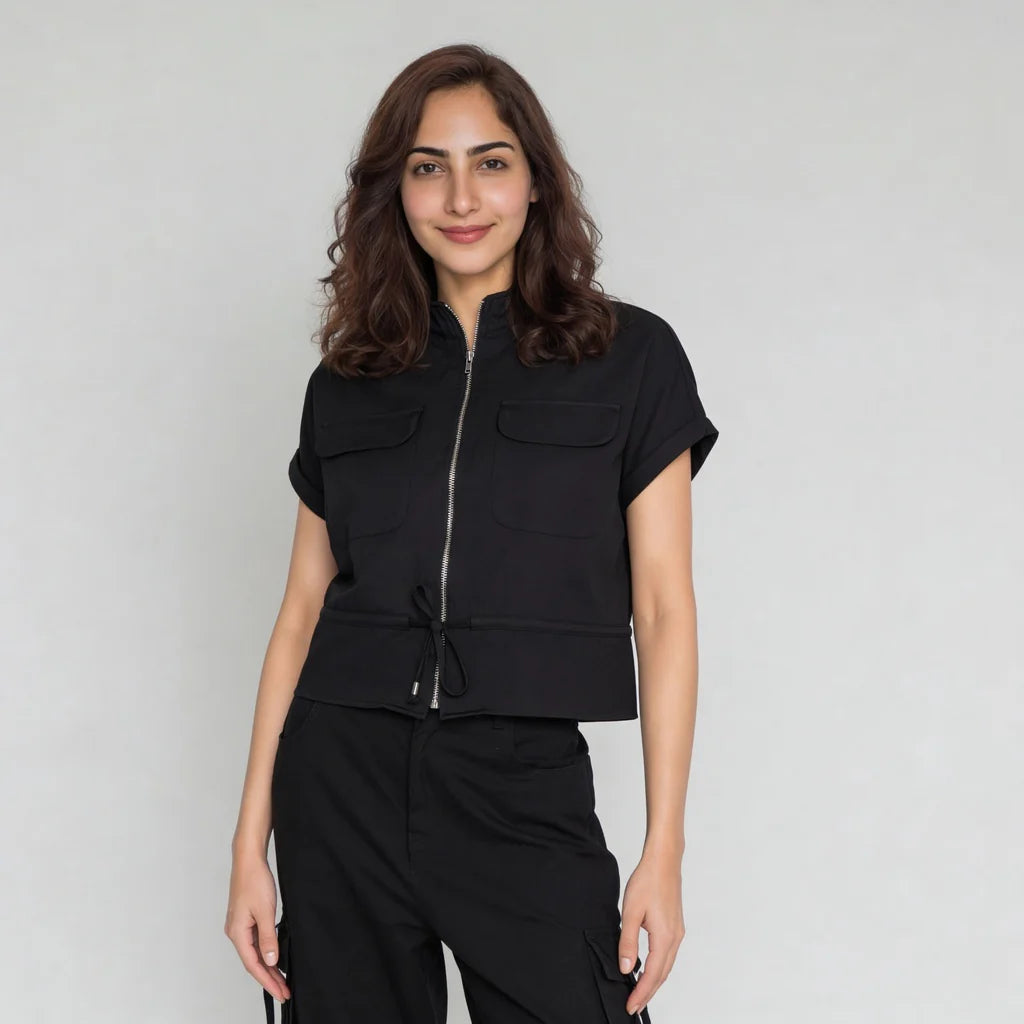 Woven Solid Collar Shirt