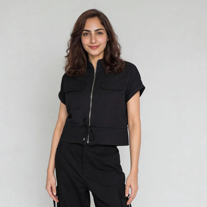 Woven Solid Collar Shirt