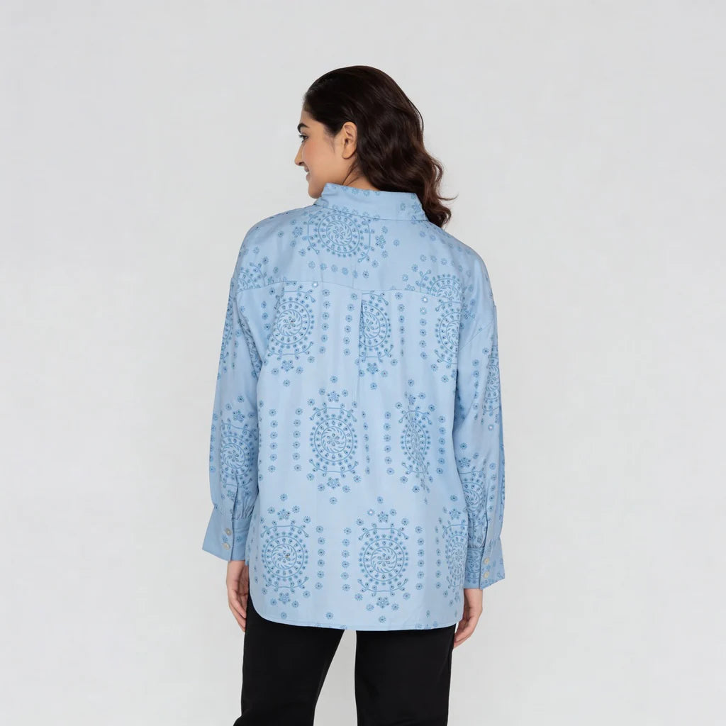 Cotton Schiffli Boxy Shirt