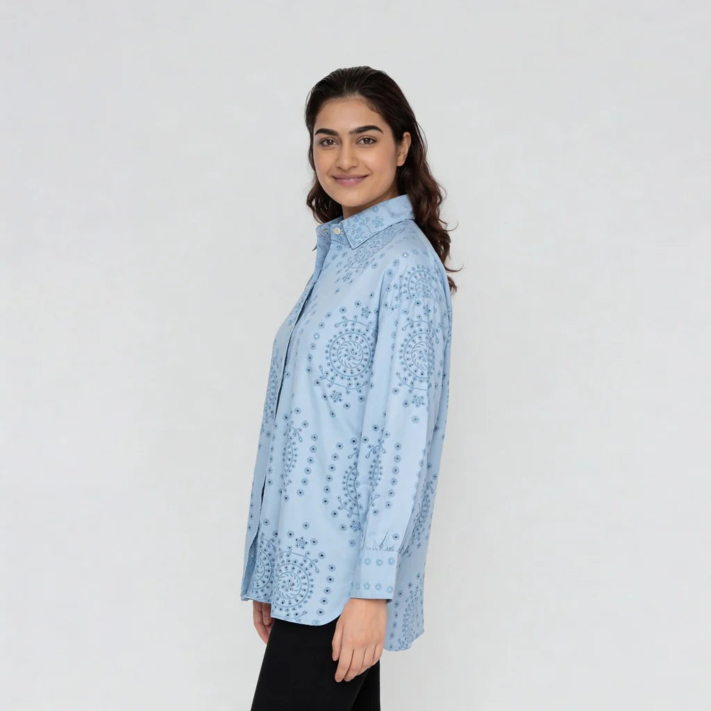 Cotton Schiffli Boxy Shirt