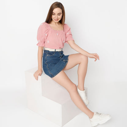 Regular Fit Embroidered Top