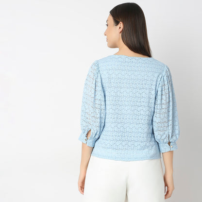 Solid Round Neck Full Lace Top