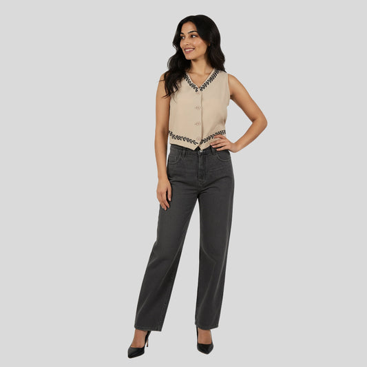 V-Neck Embroidered Top