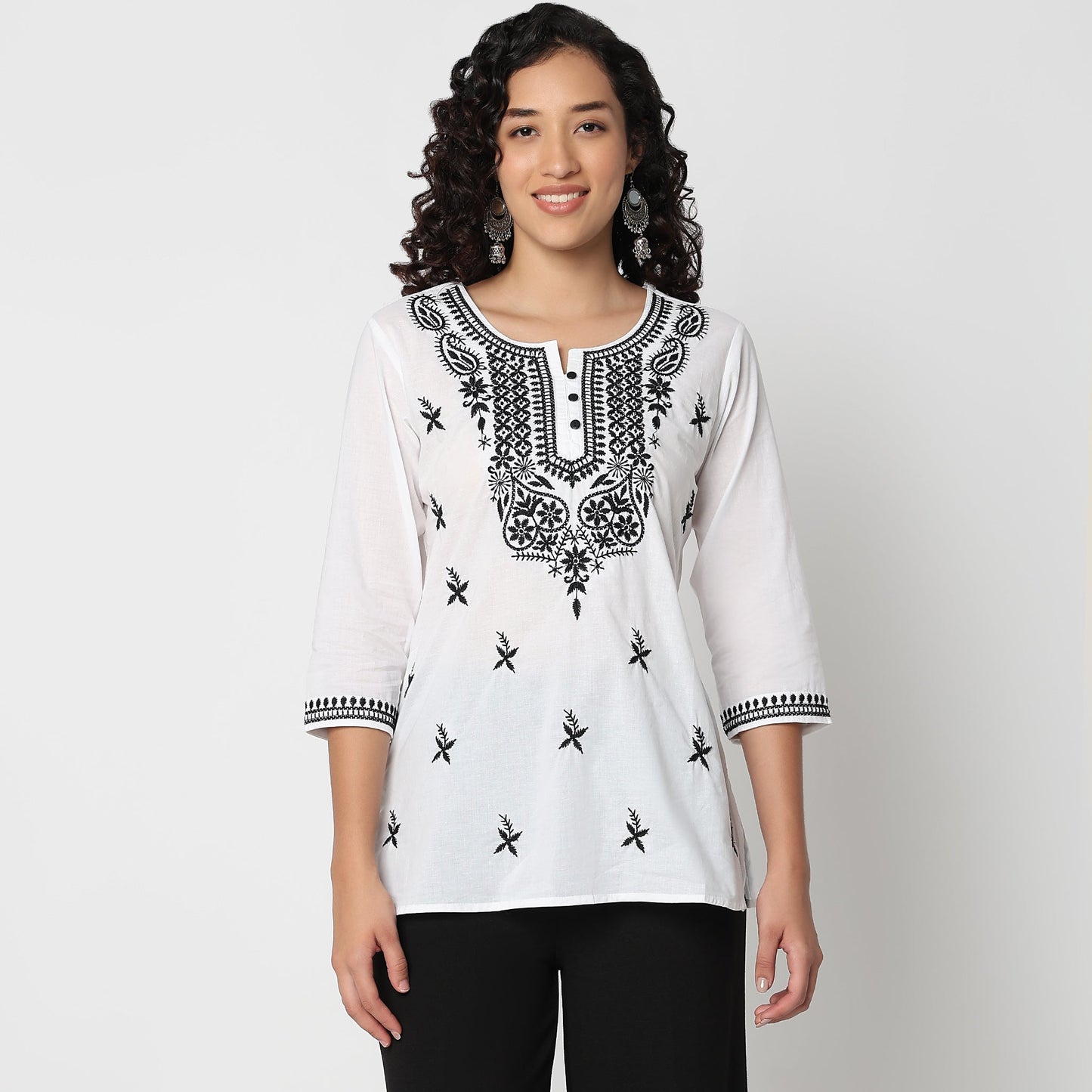 Round Neck Embroidered Top