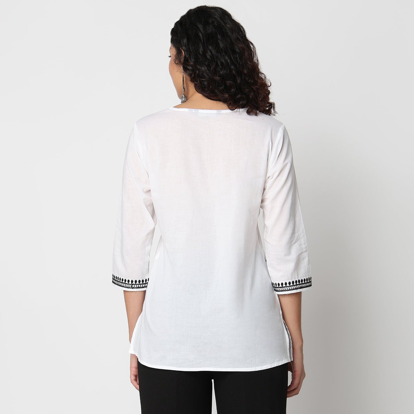 Round Neck Embroidered Top