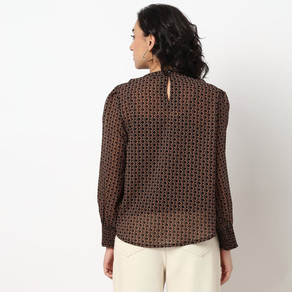 Buy Women Regular Fit Printed Full Sleeve Top  - Style Union
