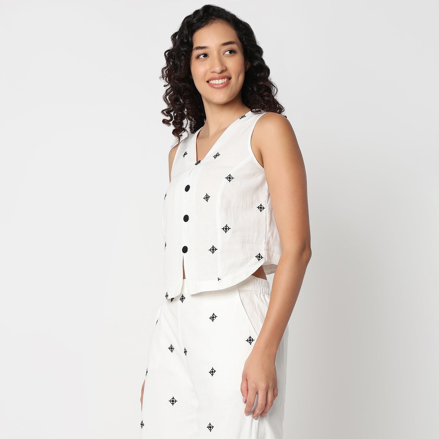 Embroidered Sleeveless Top