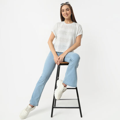 Regular Fit Solid Round Neck Regular Length Top
