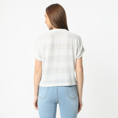 Regular Fit Solid Round Neck Regular Length Top