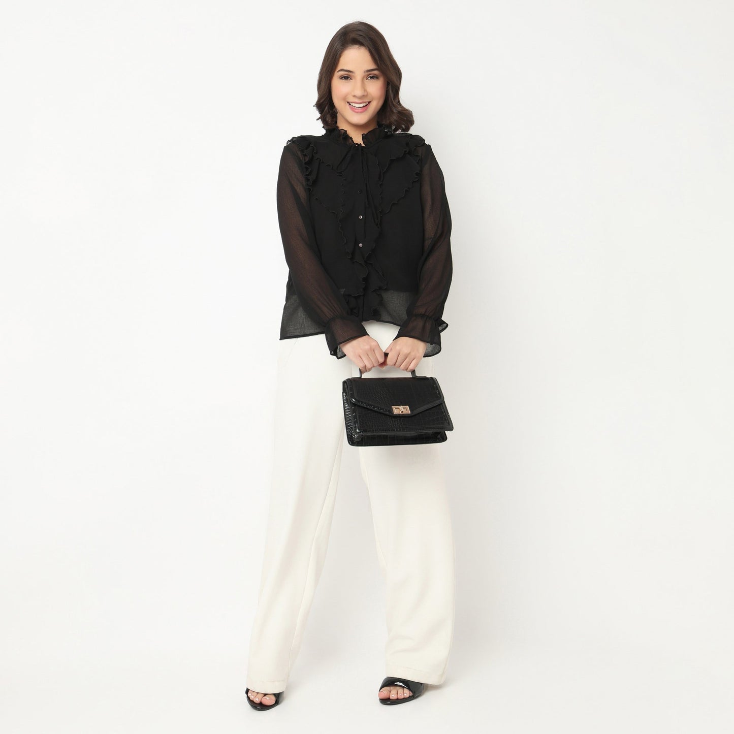 Solid Full Sleeve Round Neck Top