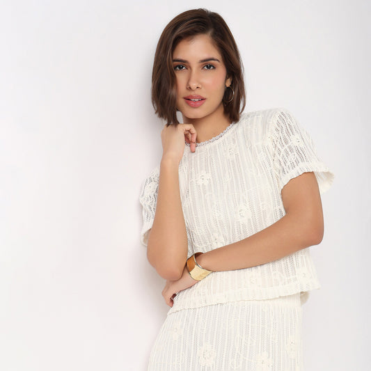 Short Sleeve Lace Top