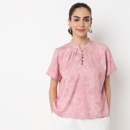 Solid Band Neck Top