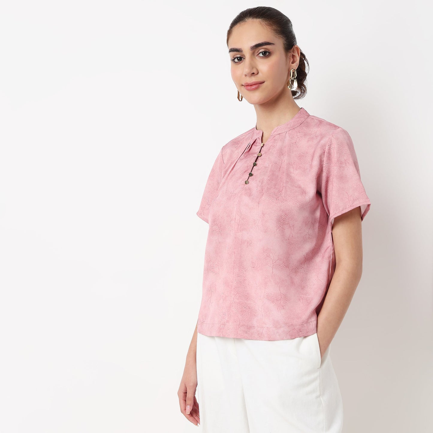 Solid Band Neck Top