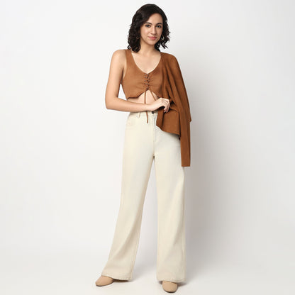Buy Women Slim Fit Solid Sleeveless Top  - Style Union
