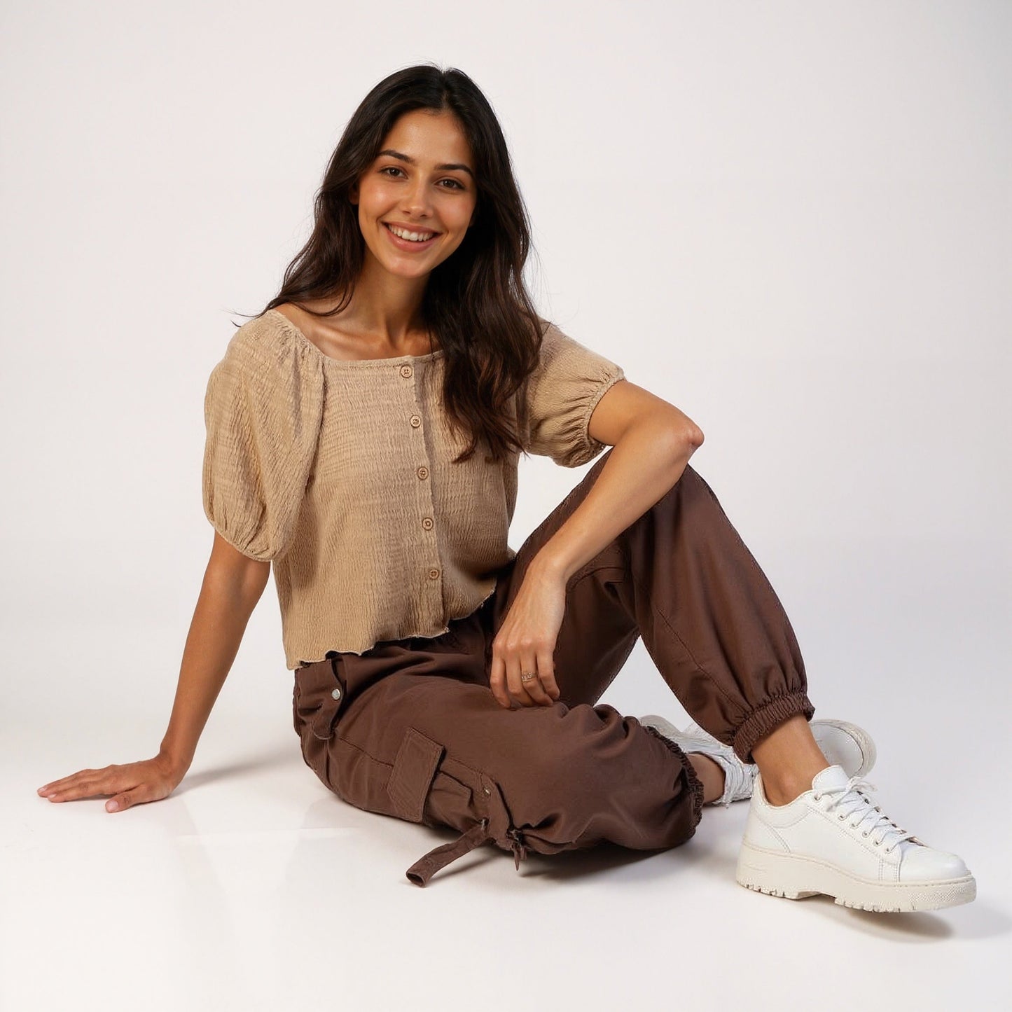 Buy Women Slim Fit Structured Puff Sleeve Top  - Style Union