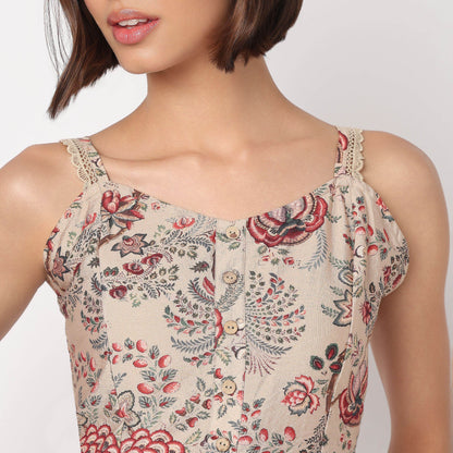 Printed Cropped Sleeveless Top