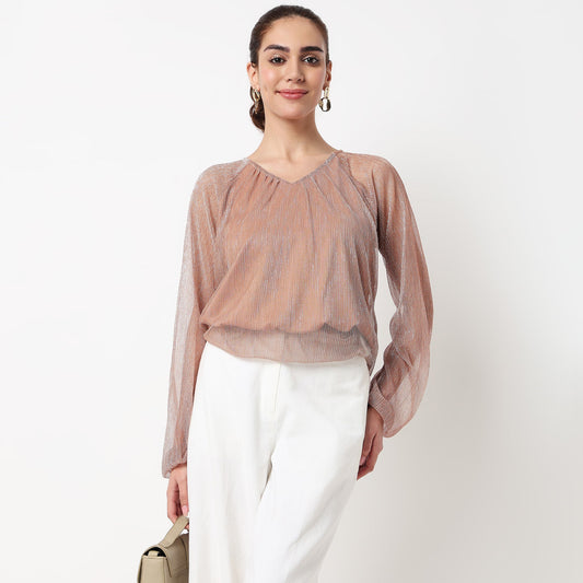 Solid V-Neck Top