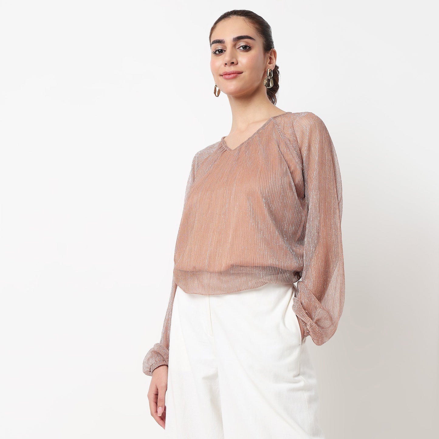 Solid V-Neck Top