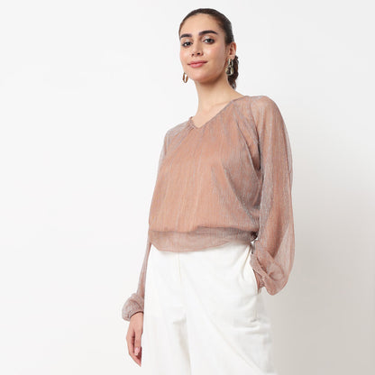 Solid V-Neck Top
