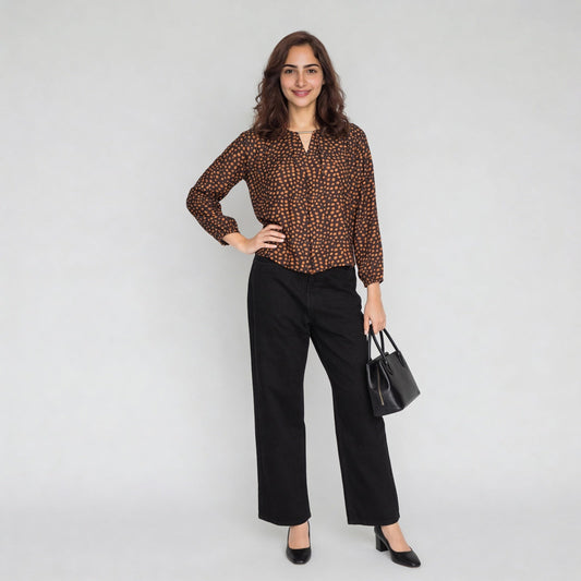 Polyester Printed Full Sleeve Top