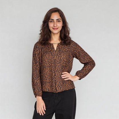 Polyester Printed Full Sleeve Top