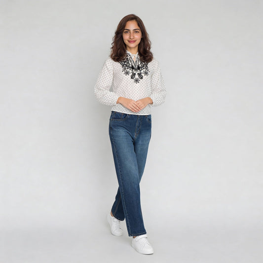 Embroidered Woven Top