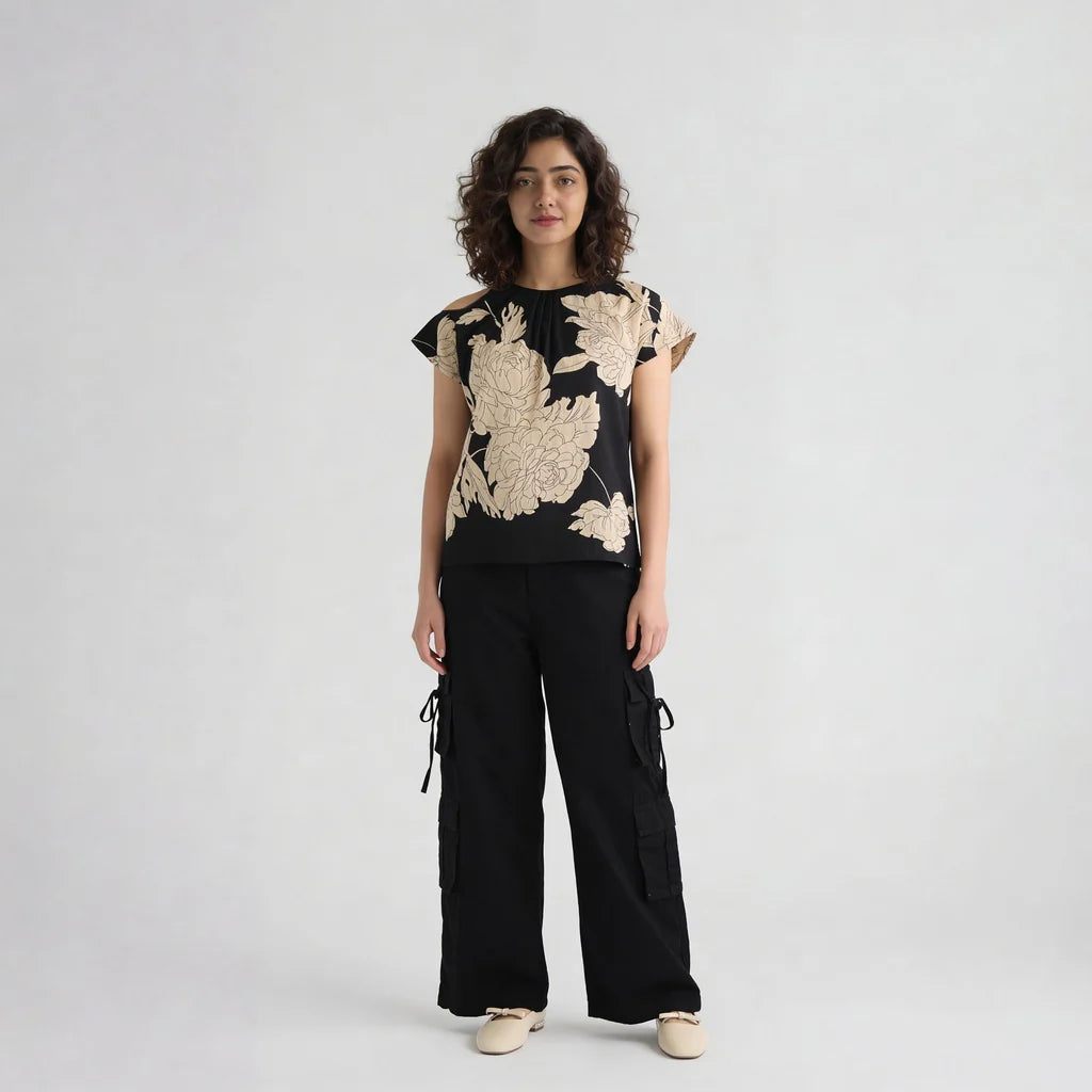 Printed Round Neck Top