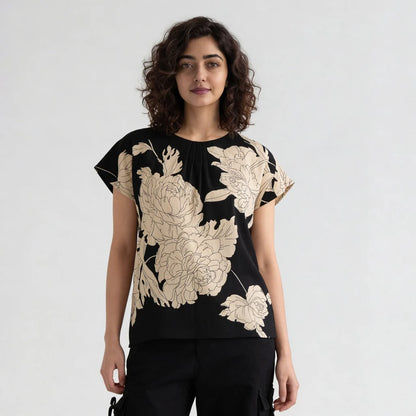 Printed Round Neck Top