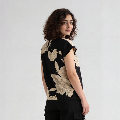 Printed Round Neck Top