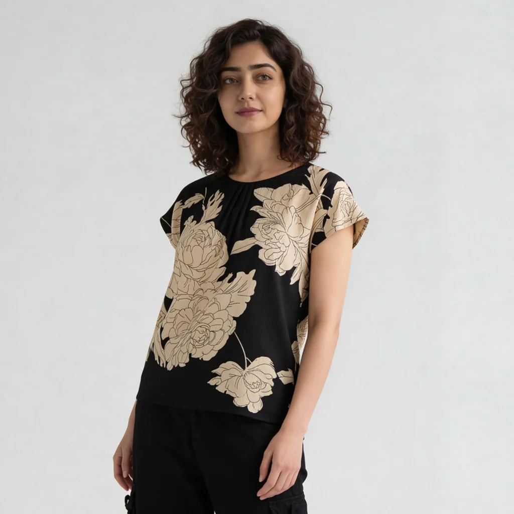 Printed Round Neck Top