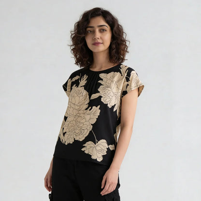 Printed Round Neck Top