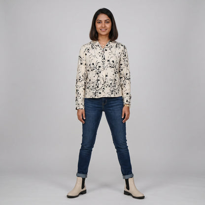 Digital Printed V-Neck Top