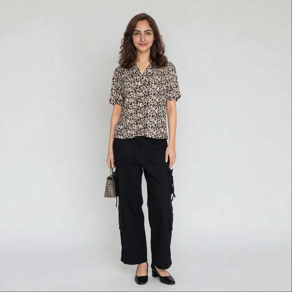 Printed V-Neck Top