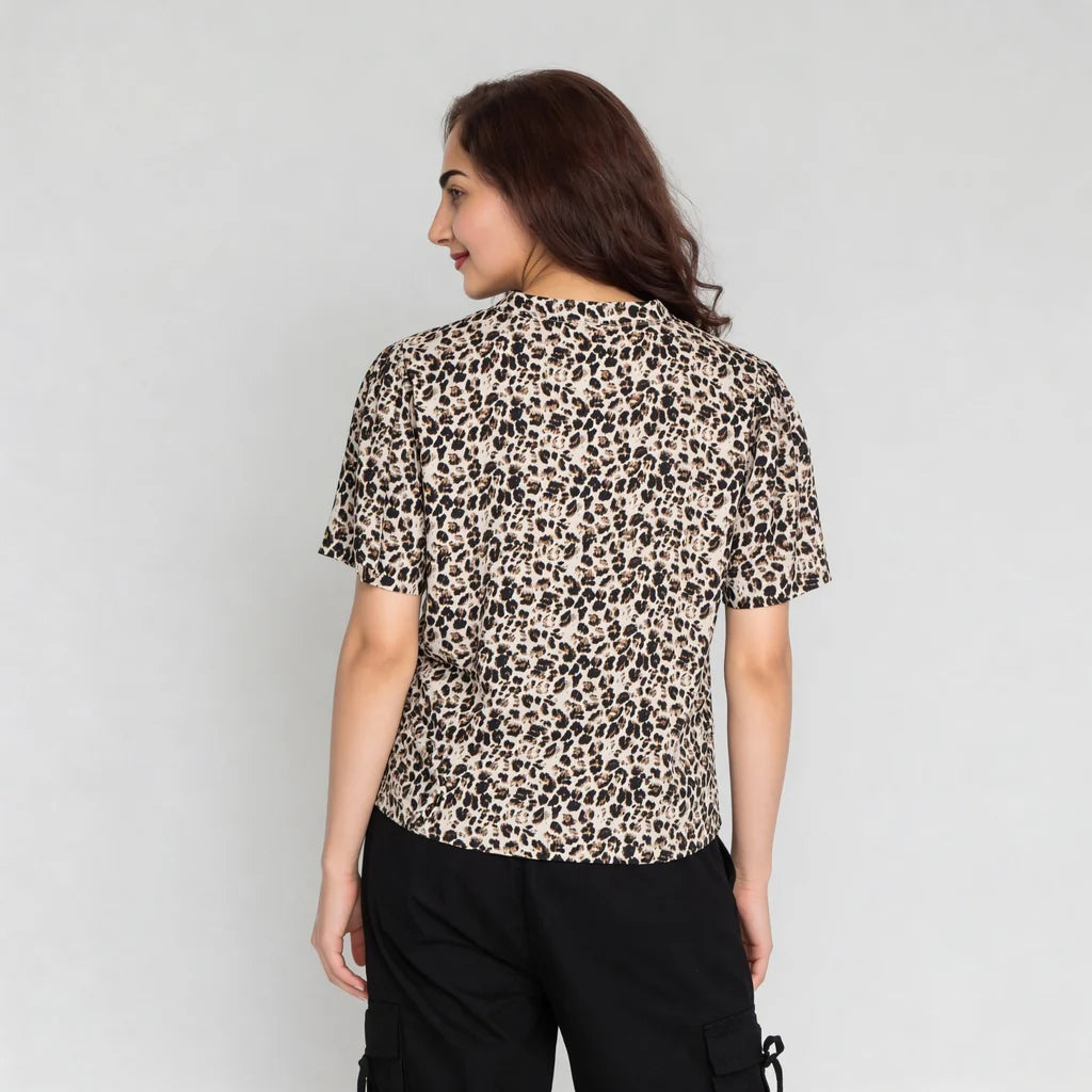 Printed V-Neck Top