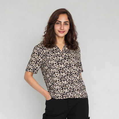 Printed V-Neck Top