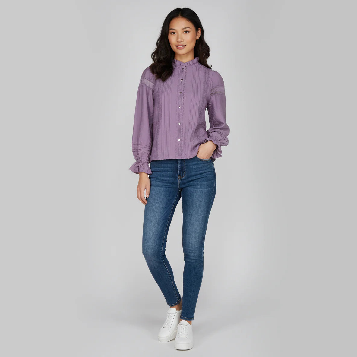 Woven Solid Full Sleeve Top