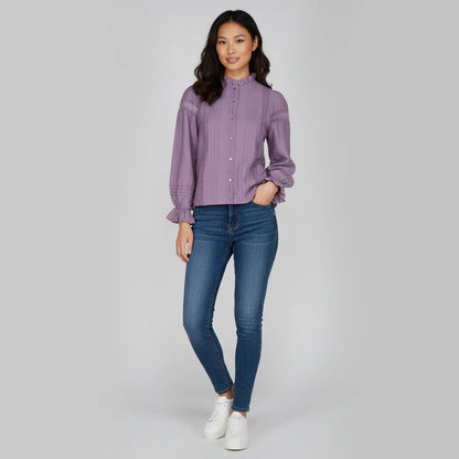 Woven Solid Full Sleeve Top