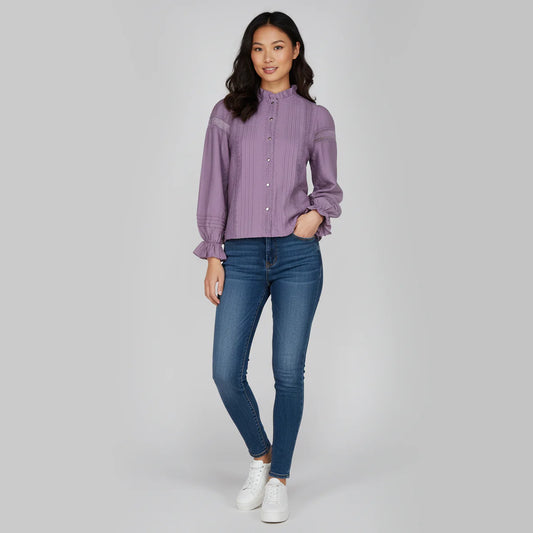 Woven Solid Full Sleeve Top