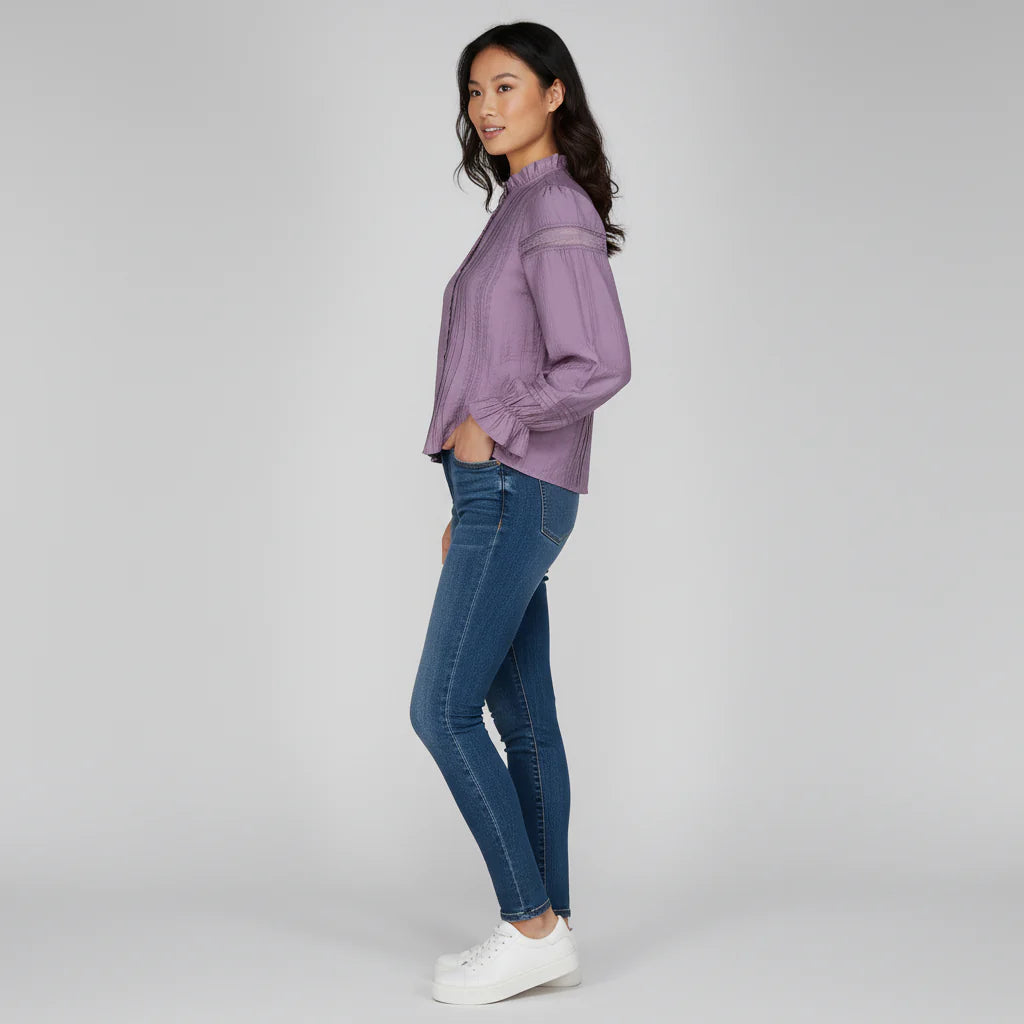 Woven Solid Full Sleeve Top