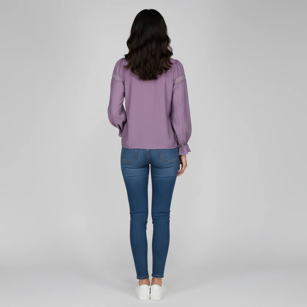 Woven Solid Full Sleeve Top