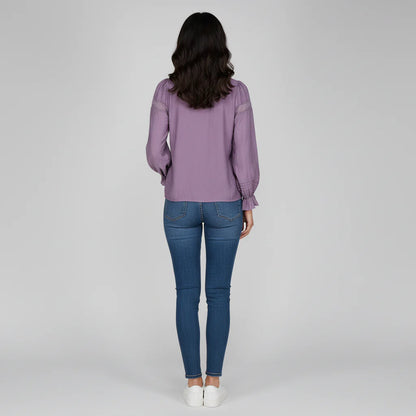 Woven Solid Full Sleeve Top
