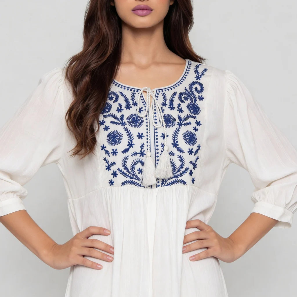 Woven Embroidered Top