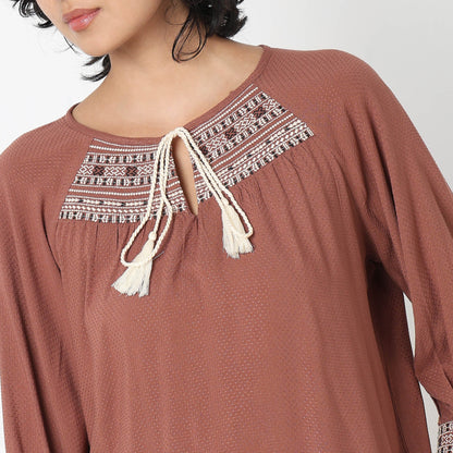 Regular Fit Embroidered Top