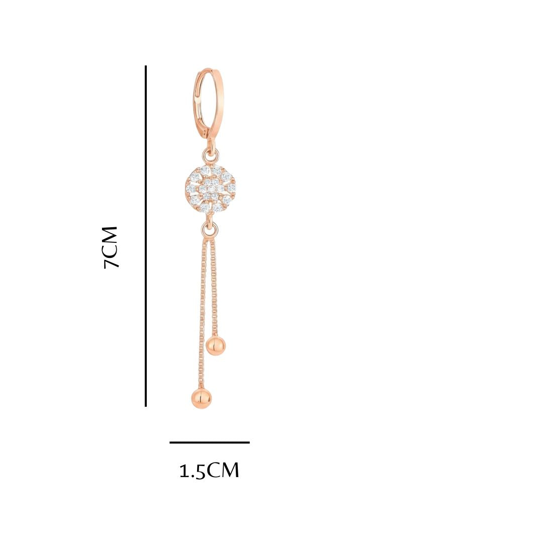 Rose Gold Long Earrings, American Diamond Studded Lightweight Drop Earrings for Women and Girls (Floral)