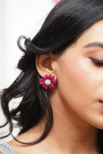 Floral Pea Diana Invisible Setting Diamond Studs